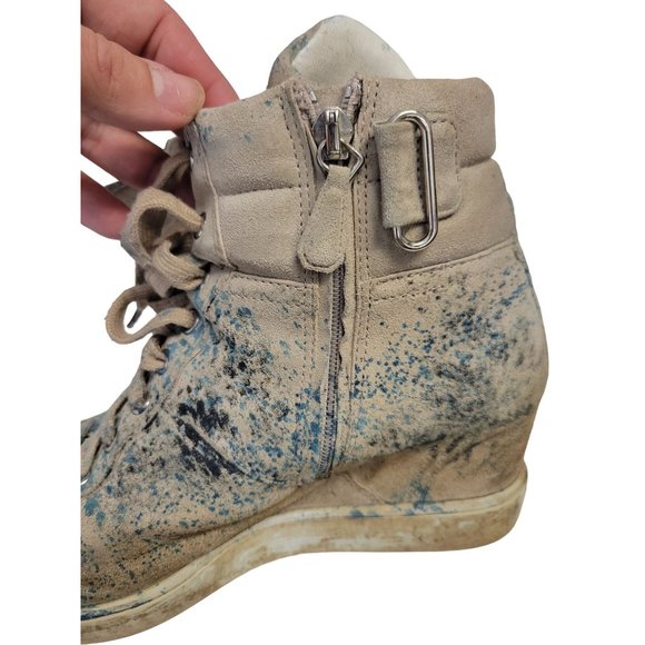 Prada Women's size 7.5 blue paint splash high top sneaker - Picture 15 of 16